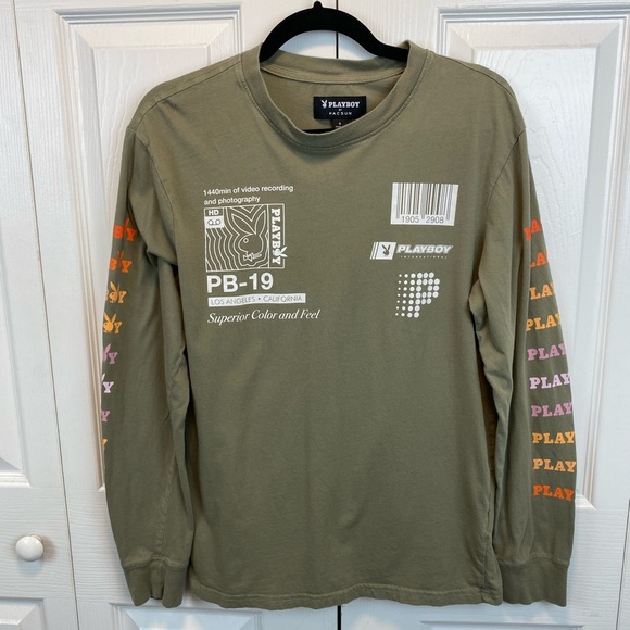 PacSun Other - Playboy x Pacsun Long Sleeve Crewneck Graphic Bunny Tee Shirt Green Unisex Small